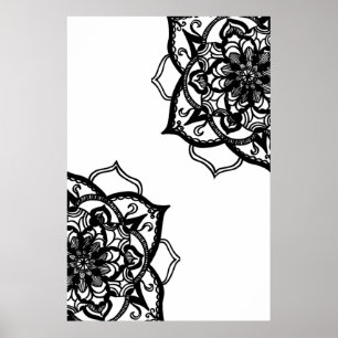 Zwart-wit Mandala Poster