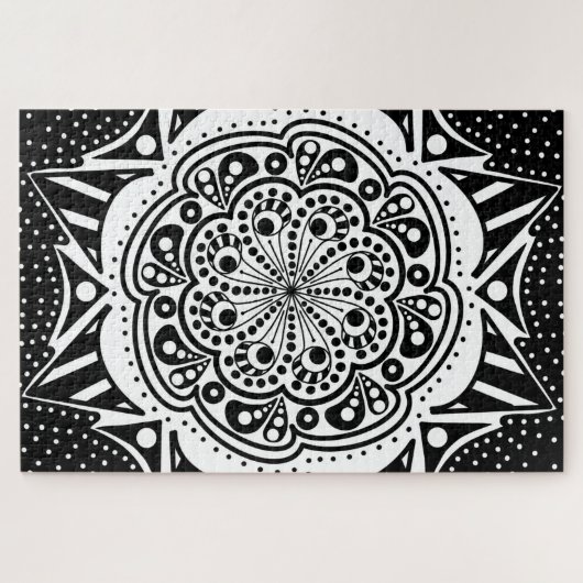 Zwart-wit Mandala Puzzle Legpuzzel (Horizontaal)