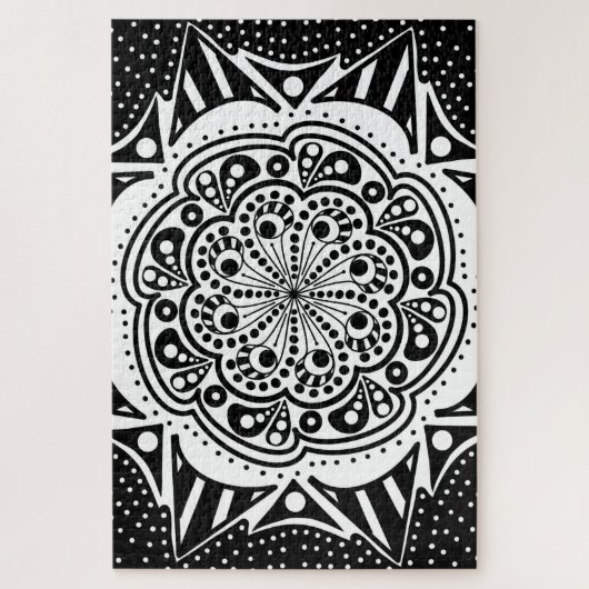 Zwart-wit Mandala Puzzle Legpuzzel (Verticaal)