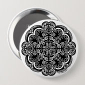 Zwart-wit Mandala Ronde Button 4,0 Cm (Voorkant /achterkant)