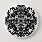Zwart-wit Mandala Ronde Button 4,0 Cm (Voorkant)