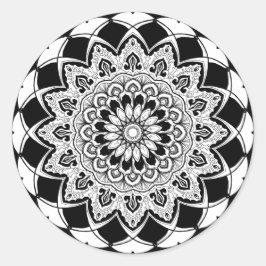 Zwart-wit Mandala Ronde Sticker