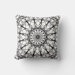 Zwart-wit Mandala Sierkussen