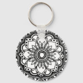 Zwart-wit Mandala Sleutelhanger (Voorkant)
