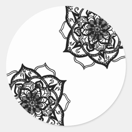 Zwart-wit Mandala Sticker (Voorkant)