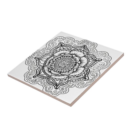 Zwart-wit Mandala Tegeltje (Zijkant)
