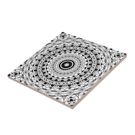 Zwart-wit Mandala Tegeltje (Zijkant)