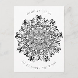 Zwart-wit Mandala Trippy Psychedelische Hippie Briefkaart