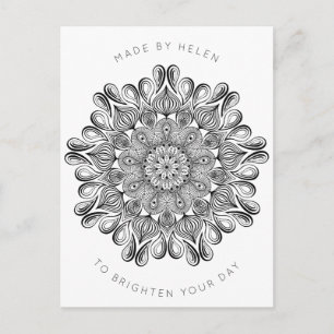 Zwart-wit Mandala Trippy Psychedelische Hippie Briefkaart