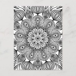 Zwart-wit Mandala Trippy Psychedelische Hippie Briefkaart