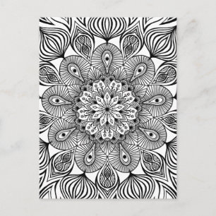 Zwart-wit Mandala Trippy Psychedelische Hippie Briefkaart