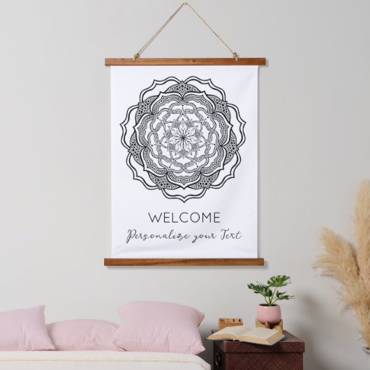 Zwart-wit Mandala Trippy Psychedelische Hippie Hangend Wandkleed (Slaapkamer)