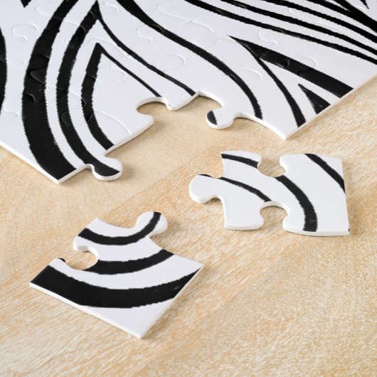 Zwart-wit Mandala Trippy Psychedelische Hippie Legpuzzel (Zijkant)