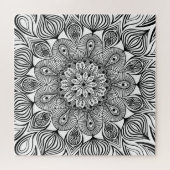 Zwart-wit Mandala Trippy Psychedelische Hippie Legpuzzel (Horizontaal)