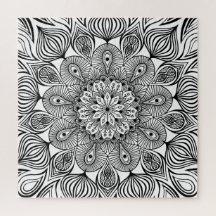 Zwart-wit Mandala Trippy Psychedelische Hippie