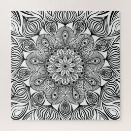 Zwart-wit Mandala Trippy Psychedelische Hippie Legpuzzel
