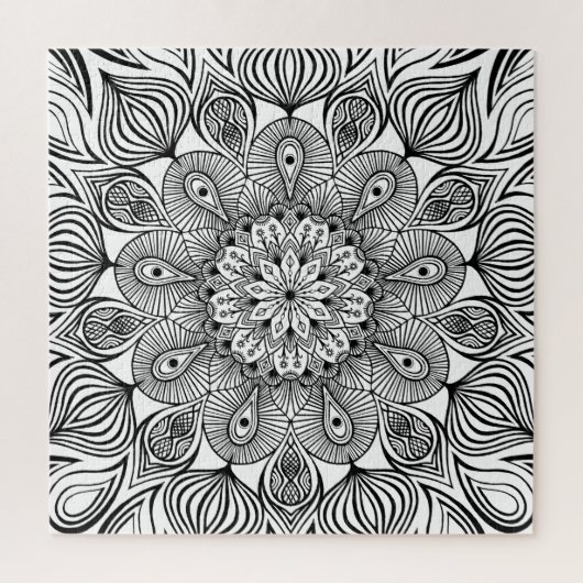 Zwart-wit Mandala Trippy Psychedelische Hippie Legpuzzel (Verticaal)