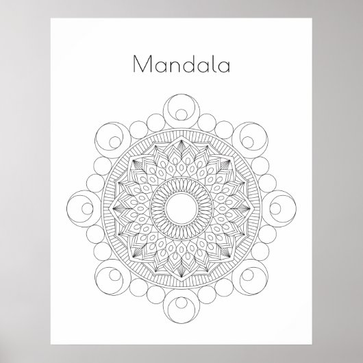 Zwart-wit Mandala v2 Coloring Poster (Voorkant)