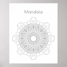 Zwart-wit Mandala v2 Coloring Poster