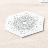 Zwart-wit Mandala v2 Kartonnen Onderzetters (Schuin)