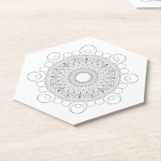 Zwart-wit Mandala v2 Kartonnen Onderzetters (Schuin)