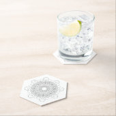 Zwart-wit Mandala v2 Kartonnen Onderzetters (Insitu)