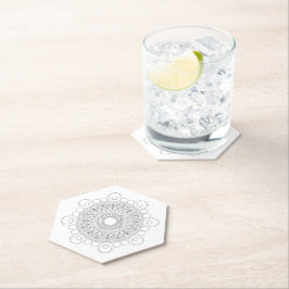 Zwart-wit Mandala v2 Kartonnen Onderzetters