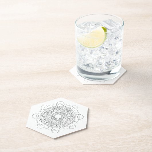 Zwart-wit Mandala v2 Kartonnen Onderzetters (Insitu)