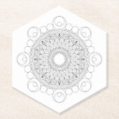 Zwart-wit Mandala v2 Kartonnen Onderzetters (Voorkant)