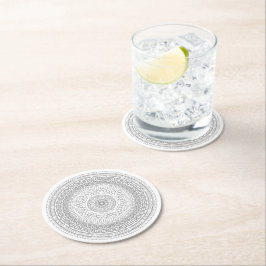 Zwart & Wit Mandala v3 Ronde Kartonnen Onderzetter