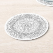 Zwart-wit Mandala v3 Ronde Kartonnen Onderzetter (Gebogen)