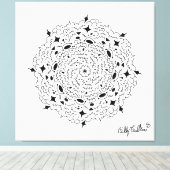 Zwart-wit Mandella Canvas Afdruk (Insitu (Houten vloer))