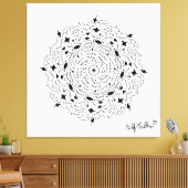 Zwart-wit Mandella Canvas Afdruk (Insitu (Woonkamer))