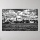 Zwart-wit Manhattan Panorama-uitzicht Poster (Voorkant)