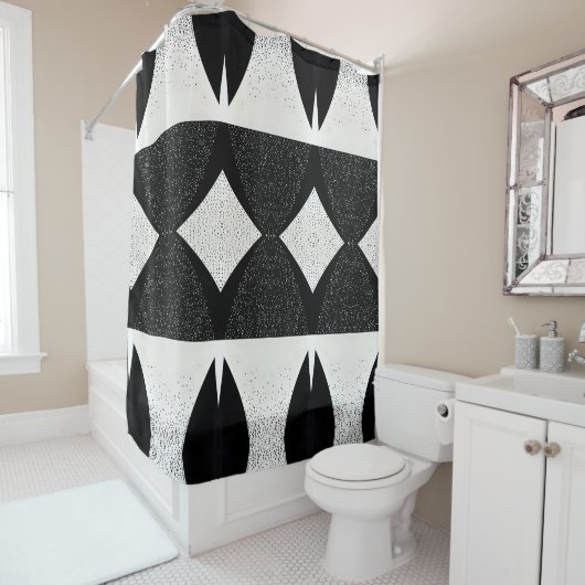 Zwart-wit Manly Douchegordijn Stijl 1 (In situ)