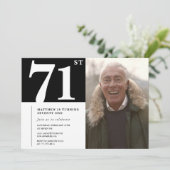 Zwart-wit mannen 71e verjaardag kaart (Staand voorkant)