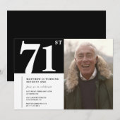 Zwart-wit mannen 71e verjaardag kaart (Voorkant / Achterkant)
