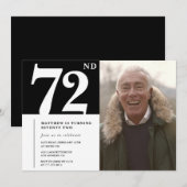 Zwart-wit mannen 72e verjaardag kaart (Voorkant / Achterkant)