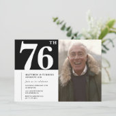Zwart-wit Mannen 76ste verjaardag Kaart (Staand voorkant)