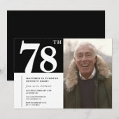Zwart-wit mannen 78e verjaardag kaart (Voorkant / Achterkant)