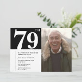Zwart-wit mannen 79e verjaardag kaart (Staand voorkant)