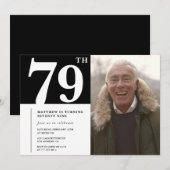 Zwart-wit mannen 79e verjaardag kaart (Voorkant / Achterkant)