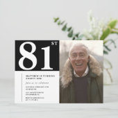 Zwart-wit mannen 81e verjaardag kaart (Staand voorkant)