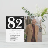Zwart-wit mannen 82e verjaardag kaart (Staand voorkant)