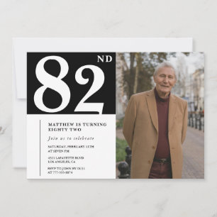 Zwart-wit mannen 82e verjaardag kaart