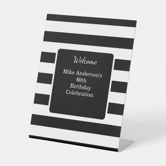 Zwart-wit Mannen verjaardagsfeestje Reclamebord Met Voetstuk (Voorkant)