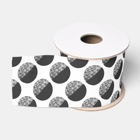 Zwart-Wit Many Moons Patroon Grosgrain Lint (Spoel)