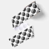 Zwart-Wit Many Moons Patroon Grosgrain Lint (Achterkant)