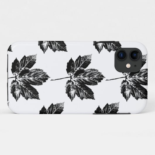 Zwart-wit Maple Leaf Print Case-Mate iPhone Case (Achterkant (horizontaal))