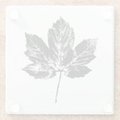 Zwart-wit Maple Leaf Print Glazen Onderzetter (Achterkant)